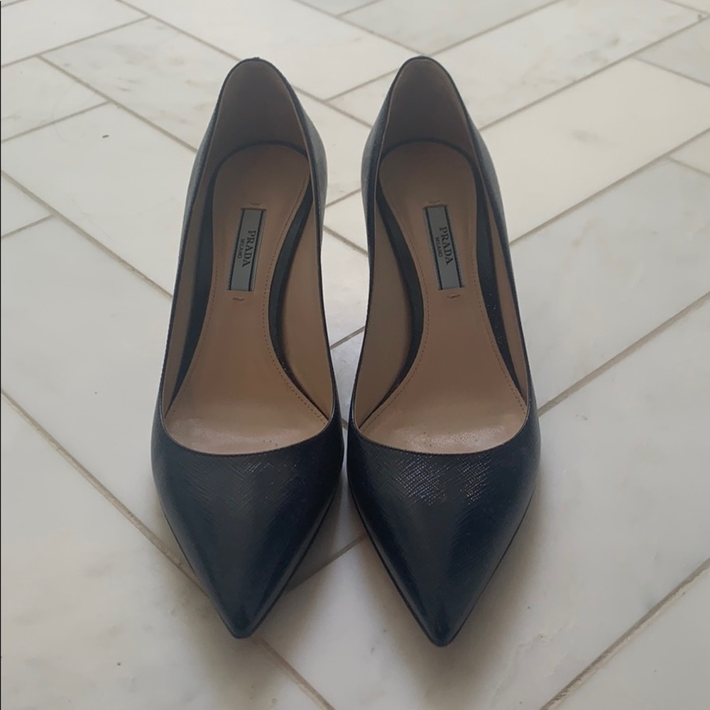 Blue Patent Prada Heels